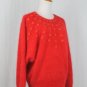 Vintage Ja Sung Soft Fuzzy Beaded Pink Angora Dolman Sleeve Pullover Sweater L