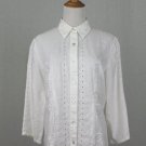 Vintage Richard Malcolm Embroidered White Irish Linen Shirt M