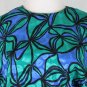 Vintage Adrianna Papell Blue & Green 1930's Inspired 80's Mid Calf Silk Dress 8