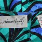 Vintage Adrianna Papell Blue & Green 1930's Inspired 80's Mid Calf Silk Dress 8
