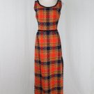 Parade New York Vintage Orange Plaid Hostess Dress Acrylic Blend Union Made S