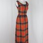 Parade New York Vintage Orange Plaid Hostess Dress Acrylic Blend Union Made S
