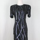 Vintage  Laurence Kazar 1930's Deco style Glass beaded and sequined Dress PM P8