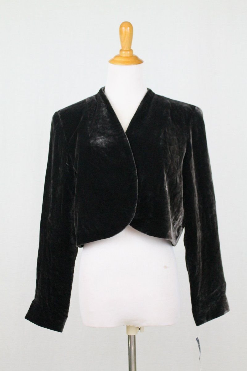 Vintage 1990's Carol Horn Dark Brown Silk & Rayon Velvet Bolero Jacket M NWT NEW