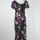 Adrianna Papell Floral Print Silk 1930's Style Tea Length Dress Petite 6 petite
