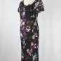 Adrianna Papell Floral Print Silk 1930's Style Tea Length Dress Petite 6 petite