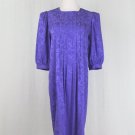 Vintage Adrianna Papell Purple Jacquard Silk Shift Dress Size 8 1980's