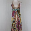 Nicole Miller Embellished Pastel Floral Silk Spaghetti Strap Midi Dress Gown 0