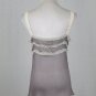 Matty M Sheer Purple Silk Smocked Camisole with Ivory Lace Trim XS Hip Length