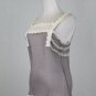 Matty M Sheer Purple Silk Smocked Camisole with Ivory Lace Trim XS Hip Length