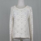 Calvin Klein Crocheted Cream Wool Blend Crew Neck Sweater  S