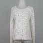 Calvin Klein Crocheted Cream Wool Blend Crew Neck Sweater S