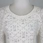 Calvin Klein Crocheted Cream Wool Blend Crew Neck Sweater S