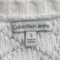 Calvin Klein Crocheted Cream Wool Blend Crew Neck Sweater S