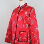 Vintage ANNE CARSON Red Floral Quilted Silk Chinese Coat Mandarin Jacket XL