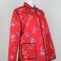 Vintage ANNE CARSON Red Floral Quilted Silk Chinese Coat Mandarin Jacket XL