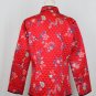 Vintage ANNE CARSON Red Floral Quilted Silk Chinese Coat Mandarin Jacket XL
