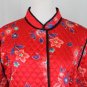 Vintage ANNE CARSON Red Floral Quilted Silk Chinese Coat Mandarin Jacket XL