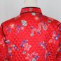 Vintage ANNE CARSON Red Floral Quilted Silk Chinese Coat Mandarin Jacket XL