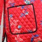Vintage ANNE CARSON Red Floral Quilted Silk Chinese Coat Mandarin Jacket XL