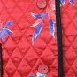 Vintage ANNE CARSON Red Floral Quilted Silk Chinese Coat Mandarin Jacket XL