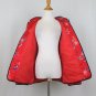 Vintage ANNE CARSON Red Floral Quilted Silk Chinese Coat Mandarin Jacket XL