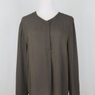 Calvin Klein Collection Vintage Silk Blouse Long Sleeves Brown Textured Stripe M