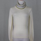Cividini Italian Merino Wool Banded Turtleneck Sweater Pastel Accents Italy 40 S