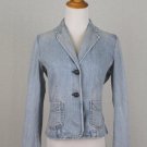 Vintage GAP Stretch Blue Denim Blazer With pink Ticking Stripe Lining BOHO 4