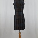 AGNONA Slate Blue and Brick Silk Damask Sheath Dress Made in Italy 38 0