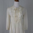 Miss Me Creamy Ivory Cotton & Silk Blend Smocked Peasant Blouse Small