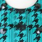 Vintage Adrianna Papell Emerald Green Silk Houndstooth Print Shirtwaist Dress 6