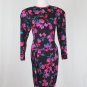 Vintage Kathryn Conover Rose Print Silk Jacquard 1940's Inspired 1980's Dress 8