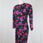 Vintage Kathryn Conover Rose Print Silk Jacquard 1940's Inspired 1980's Dress 8