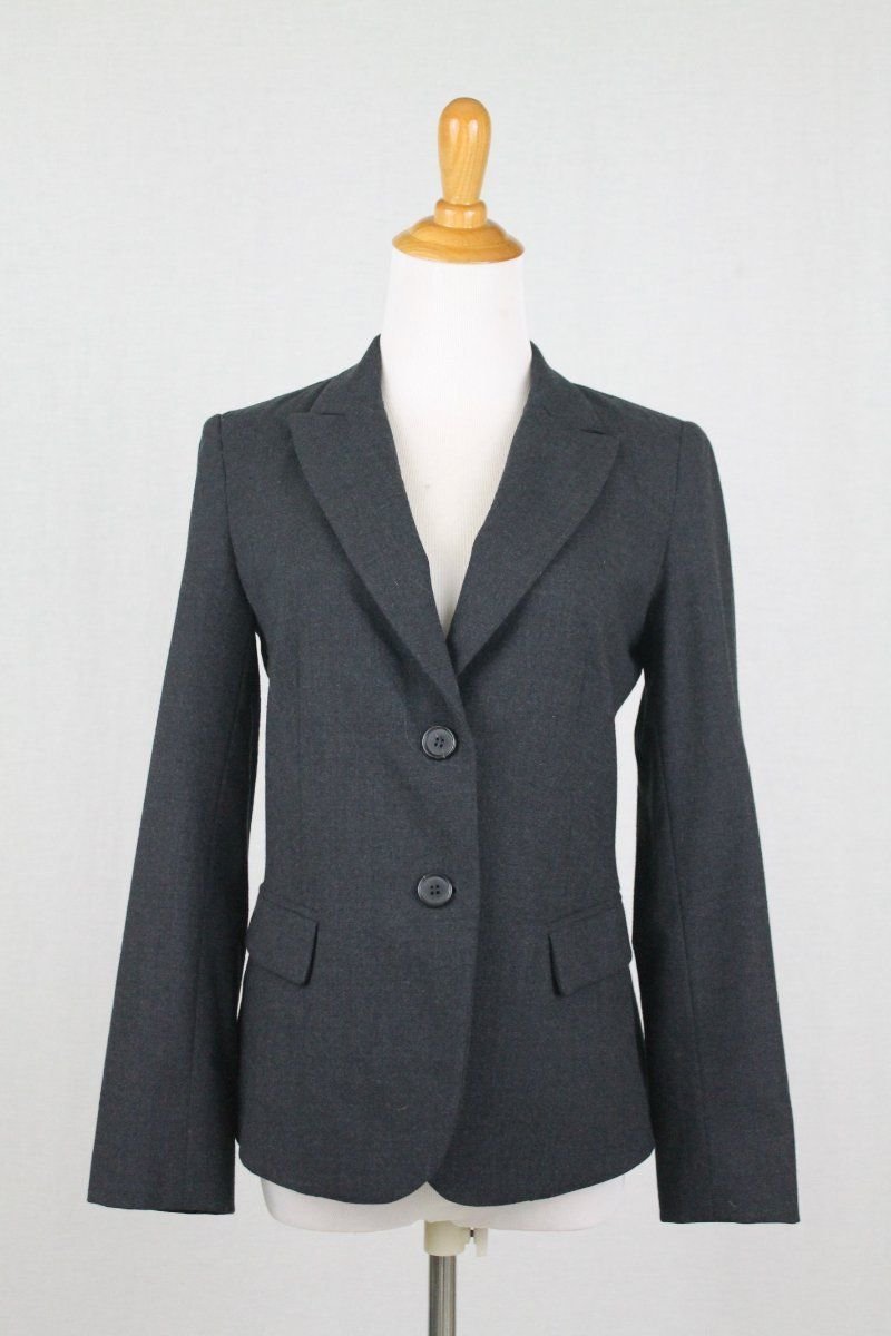DKNY Donna Karan New York Charcoal Gray Tailored Wool Blazer Made in Italy 2 NEW