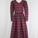 Vintage Marion Donaldson Scottish Plaid Silk Dupioni Dress S UK 10 US 6