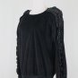 Bodalia Vintage 1980's Embellished Oversized Black Velour Ruffled Sweater Small
