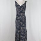 Vintage J.CREW Sleeveless Blue Floral Print Silk Long Mid Length Dress 1990's 4