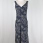 Vintage J.CREW Sleeveless Blue Floral Print Silk Long Mid Length Dress 1990's 4