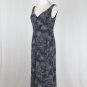 Vintage J.CREW Sleeveless Blue Floral Print Silk Long Mid Length Dress 1990's 4