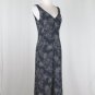 Vintage J.CREW Sleeveless Blue Floral Print Silk Long Mid Length Dress 1990's 4