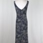 Vintage J.CREW Sleeveless Blue Floral Print Silk Long Mid Length Dress 1990's 4