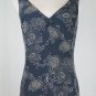 Vintage J.CREW Sleeveless Blue Floral Print Silk Long Mid Length Dress 1990's 4