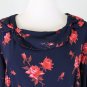 Vintage 1930's Rose Print Rayon Mid Calf Long Sleeve Dress fits M L