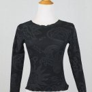 Vintage KARINA TATOU Paris Black Stretchy Celestial Tattoo Print Top T-1 XS