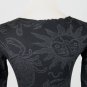 Vintage KARINA TATOU Paris Black Stretchy Celestial Tattoo Print Top T-1 XS