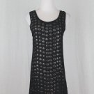 Diabless Paris Black Beaded Silk Chiffon Sleeveles Mini Tunic Dress 34 XS S