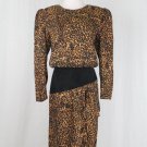 Vintage St. Gillian Leopard Print Silk 1930's Inspired Dress with Suede Trim 10