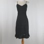 Vintage SUE WONG Embellished Black Linen Spaghetti Strap Below The Knee Dress XS