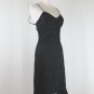 Vintage SUE WONG Embellished Black Linen Spaghetti Strap Below The Knee Dress XS